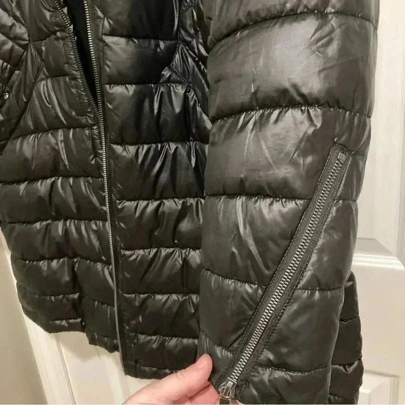 French Connectin Men’s Coat attached Hooded Zip in bibby shell black Sz. Large - Picture 5 of 8